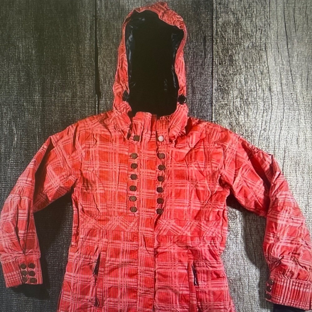 Obermeyer Red Plaid Hooded Women's Jacket